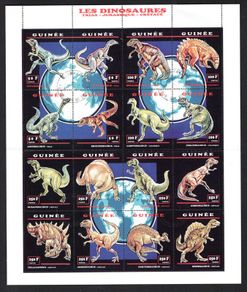 1993 Guinea Prehistoric Animals Dinosaurs Commemorative Stamps Sheetlet Used