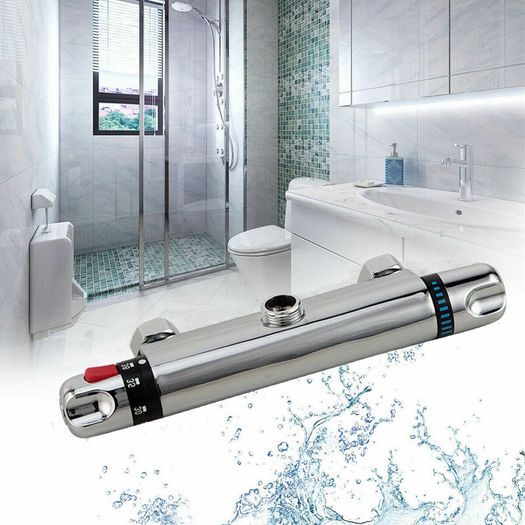 Modern Thermostatic Bar Shower Mixer Valve Tap Chrome Bottom 3/4" Outlet