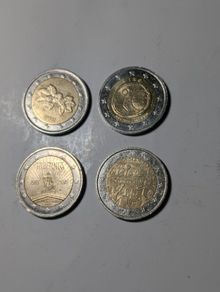 4 x Collectable 2 Euro coins.