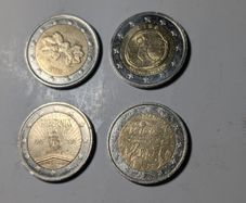 4 x Collectable 2 Euro coins.
