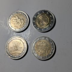 4 x Collectable 2 Euro coins.