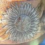 Art Deco solid wood lamp with metal floral inlays Image 8