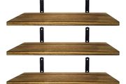 Shelves Wood Wall Mounted Shelf, Rustic Shelves Set of 5 Light brown