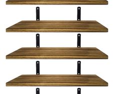 Shelves Wood Wall Mounted Shelf, Rustic Shelves Set of 5 Light brown