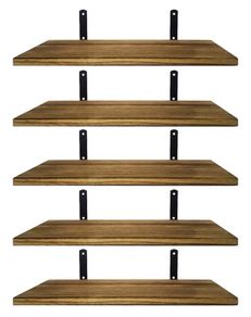 Shelves Wood Wall Mounted Shelf, Rustic Shelves Set of 5 Light brown