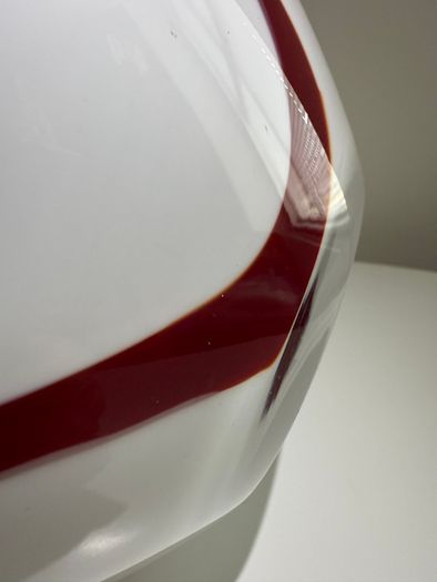 Large White & Red Studio Art Glass Vase