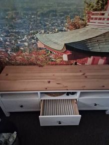 HEMNESTV bench, white stain/light brown