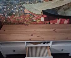HEMNESTV bench, white stain/light brown