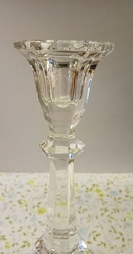 Pair of Vintage Cavan Crystal Candlestick Holder with Hexagonal Base.
