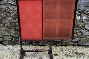 Georgian mahogany firescreen, with sliding panels