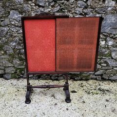 Georgian mahogany firescreen, with sliding panels