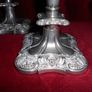 Antique Ornamental Candel Holders, 2 Large Silver Plated  Triple Candle Holders Image 3