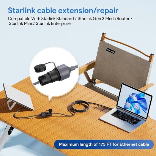Starlink Ethernet Adapter Gen 3 & Mini. Waterproof RJ45 Coupler with Cable Extension, 2000Mbps,