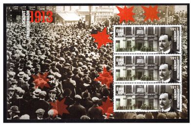 2013 Ireland Centenary of the General Lockout Commemorative Stamp Booklet Pane featuring James Connolly Mint Never Hinged (MNH). Hibernian HP223
