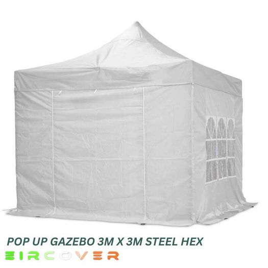 Heavy Duty Pop Up Gazebo Steel 40mm Hex 3m x 3m