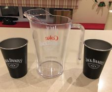 Coca Cola Plastic Pitcher Jug and Metal Jack Daniels Set