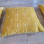 3 Cushions Mustard/White 40cms square Image 3