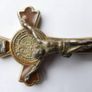 Vintage Brown Enamel Cross . Italian St Benedict Cross Charm. -2,5" Image 3