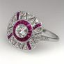 Art Deco Style Ruby Crystal Silver Ring Image 3