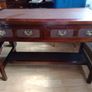 Wooden console table with faux crocodile skin detail Image 5
