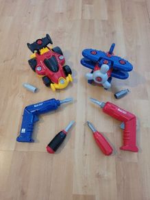 Kids drill and screwdriver set (car and aeroplane)