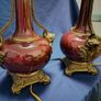 2 porcelain oxblood Red lamps vintage Image 9
