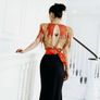 Vintage Chinese Hand Beaded Silk Bridal Top  Gold Embroidery  Size M Image 3