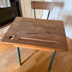 Vintage School Desk with Integrated Chair