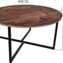 SALE | Round Coffee Table Tea Table End Table Sofa Table for Living Room with Metal Legs, Black+Brown oak Image 3