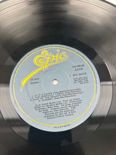 Sade Promise Vinyl LP, Original 1985, Classic 80's Hits, The Sweetest Taboo