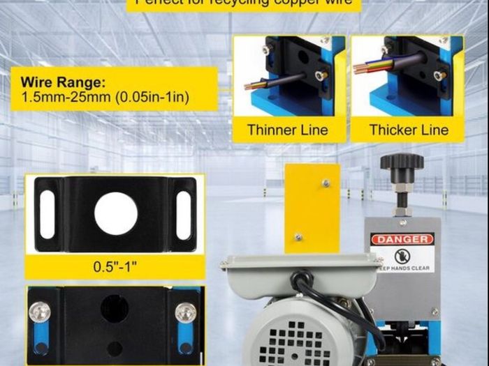 220v Wire Stripping Machine Automatic Cable Stripper Metal Recycle 1.5-25mm