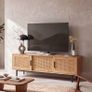 Modern 120cm Oak Effect TV Unit with Rattan Doors Image 2