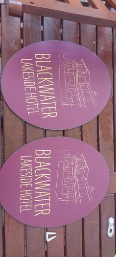 2 x blackwater lakeside hotel advertising signs ,not metal,lovely advertising display items,,buyer collects or pays postage thank you,,price for both ,or sell separate,sold as seen .