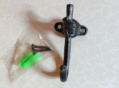 Black Cast Iron Hand Wall Hook (new).