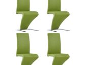 Dining Chairs with Zigzag Shape 4 pcs Green Faux Leather