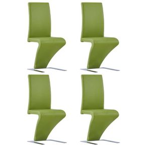 Dining Chairs with Zigzag Shape 4 pcs Green Faux Leather
