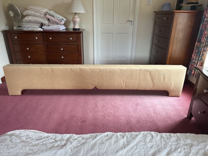 Pelmet with gold and burgundy trim