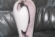 Large Abstract pink&amp;white glass vase