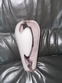 Large Abstract pink&white glass vase