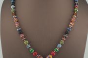 Vintage Venetian Style Mix Glass Beads &amp; Old Face Pendant Necklace