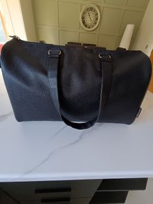 Black Faux Leather Weekend Bag