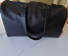 Black Faux Leather Weekend Bag