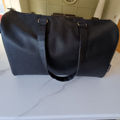 Black Faux Leather Weekend Bag