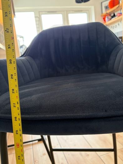 Pair of Navy Blue Velvet Bar Stools Set of 2