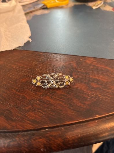 silver marcaseed and connamara marble brooch