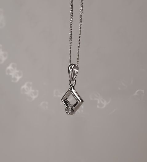 Sterling silver square pendant with a cz stone