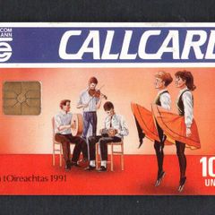 1991 Ireland 100 unit An tOireachtas Callcard was issued to promote the Oireachtas festival which celebrates the irish language and culture (Gemplus GEM1) Call Card Used. Telecom Eireann card number 1031.