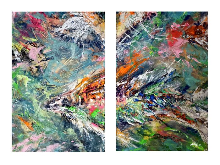 ArtH2O 2025 Breaking the Current Diptych Abstract