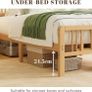 Wooden Double Bed Frame with Headboard - Bamboo Wood Bed Frames with Metal Slats Support and Underbed Storage, Easy to Install, Noise Free, Sturdy, 30.5 cm High Image 6