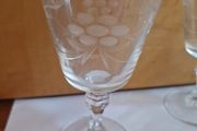 6 Elegant Vintage Etched Wine Glasses